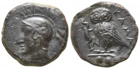 Sicily. Kamarina circa 410-405 BC. Tetras AE
