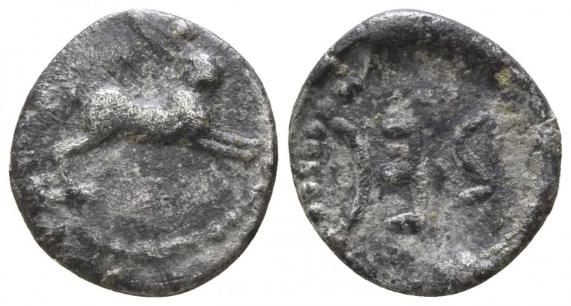 Sicily. Messana 488-461 BC.
Litra AR

10mm., 0,59g.

Hare springing right /...