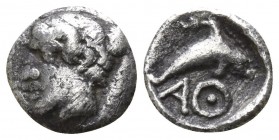 Islands off Thrace. Thasos 412-404 BC. Hemiobol AR