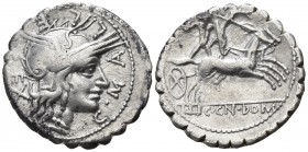 L. Pomponius Cn. f., L. Licinius and Cn. Domitius 118 BC. Narbo. Serratus AR