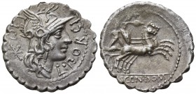 L. Porcius Licinius 118 BC. Rome. Serrate Denar AR