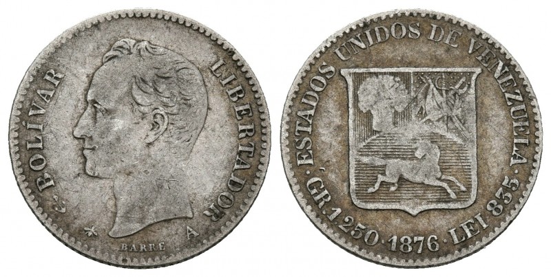 ESTADOS UNIDOS DE VENEZUELA. 5 Centavos. (Ar. 1,25g/15mm). 1876. París. (Km#Y12....