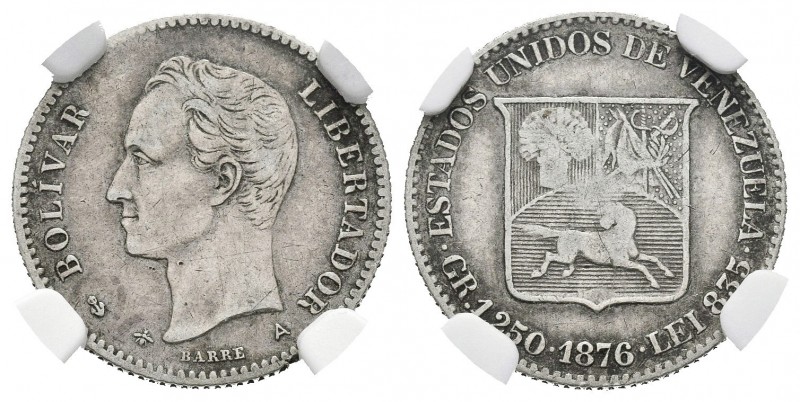 ESTADOS UNIDOS DE VENEZUELA. 5 Centavos. (Ar. 1,25g/16mm). 1876. París A. (Km#Y1...