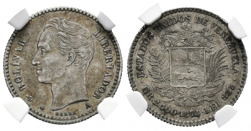 ESTADOS UNIDOS DE VENEZUELA. 10 Centavos. (Ar. 2,50g/18mm). 1874. París A. (Km#Y...