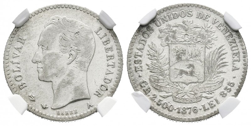 ESTADOS UNIDOS DE VENEZUELA. 10 Centavos. (Ar. 2,50g/18mm).1876. París. KM-Y13. ...