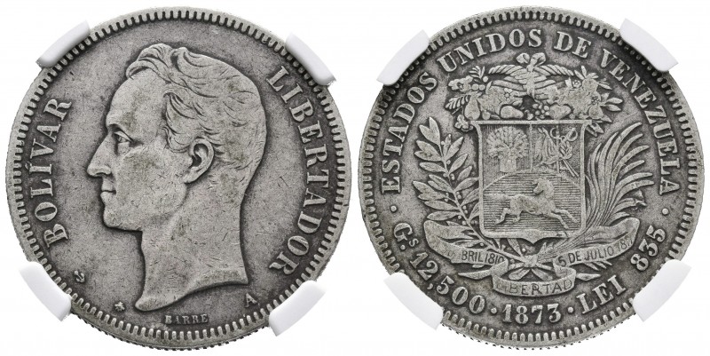 ESTADOS UNIDOS DE VENEZUELA. 50 Centavos. (Ar. 12,50g/30mm). 1873. París A. (Km#...
