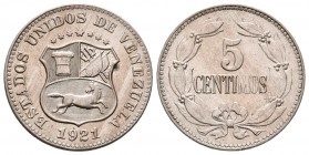 ESTADOS UNIDOS DE VENEZUELA. 5 Céntimos. (CuNi. 2,32g/19mm). 1921. Philadelphia. (Km#Y27). SC-.
