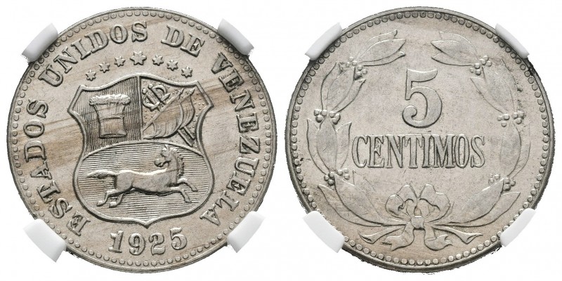 ESTADOS UNIDOS DE VENEZUELA. 5 Céntimos. (CuNi. 2,30g/19mm). 1925. Philadelphia....