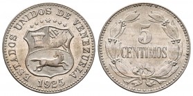 ESTADOS UNIDOS DE VENEZUELA. 5 Céntimos. (CuNi. 2,30g/19mm). 1925. Philadelphia. (Km#Y27). SC-.