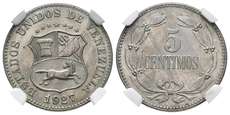 ESTADOS UNIDOS DE VENEZUELA. 5 Céntimos. (CuNi. 2,30g/19mm). 1927. Philadelphia....