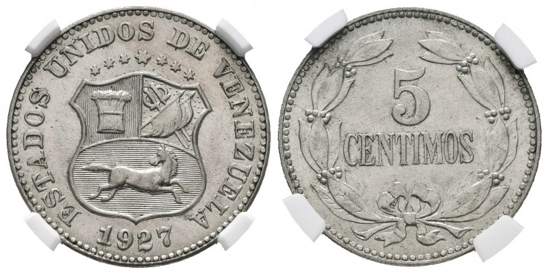 ESTADOS UNIDOS DE VENEZUELA. 5 Céntimos. (CuNi. 2,30g/19mm). 1927. Philadelphia....