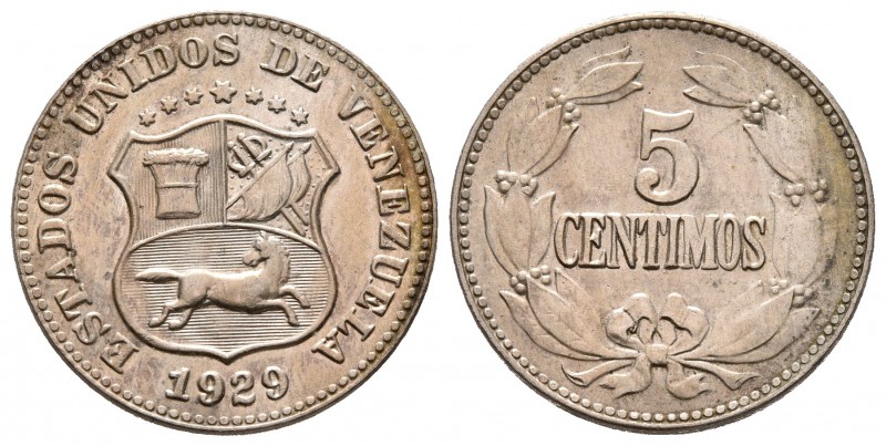 ESTADOS UNIDOS DE VENEZUELA. 5 Céntimos. (CuNi. 2,30g/19mm). 1929. Philadelphia....