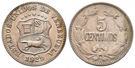 ESTADOS UNIDOS DE VENEZUELA. 5 Céntimos. (CuNi. 2,30g/19mm). 1929. Philadelphia. (Km#Y27). EBC-.