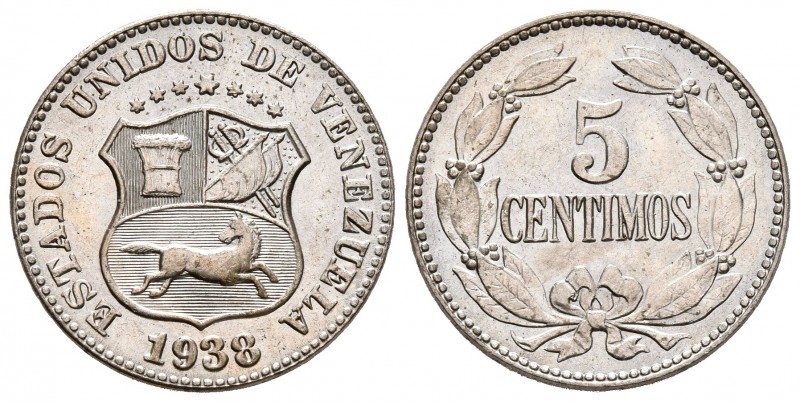 ESTADOS UNIDOS DE VENEZUELA. 5 Céntimos. (CuNi. 2,30g/19mm). 1938. Philadelphia....