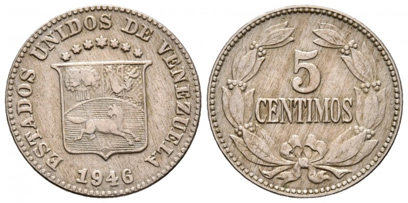 ESTADOS UNIDOS DE VENEZUELA. 5 Céntimos. (CuNi. 2,40g/19mm). 1946. Philadelphia....