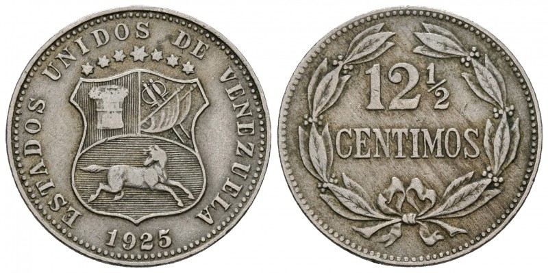 ESTADOS UNIDOS DE VENEZUELA. 12 1/2 Céntimos. (CuNi. 5,00g/23mm). 1925. Philadel...