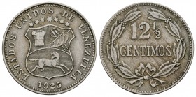 ESTADOS UNIDOS DE VENEZUELA. 12 1/2 Céntimos. (CuNi. 5,00g/23mm). 1925. Philadelphia. (Km#Y28). MBC+.