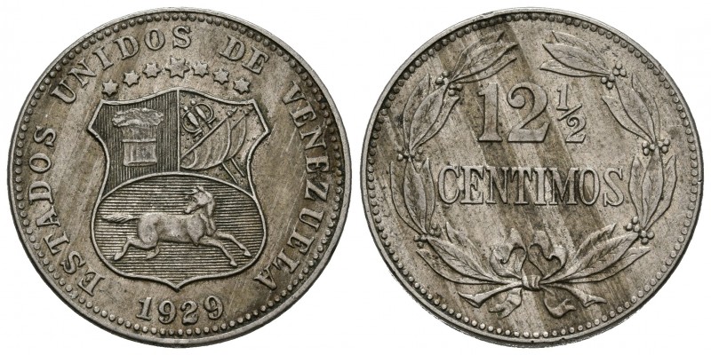 ESTADOS UNIDOS DE VENEZUELA. 12 1/2 Céntimos. (CuNi. 5,00g/23mm). 1929. Philadel...