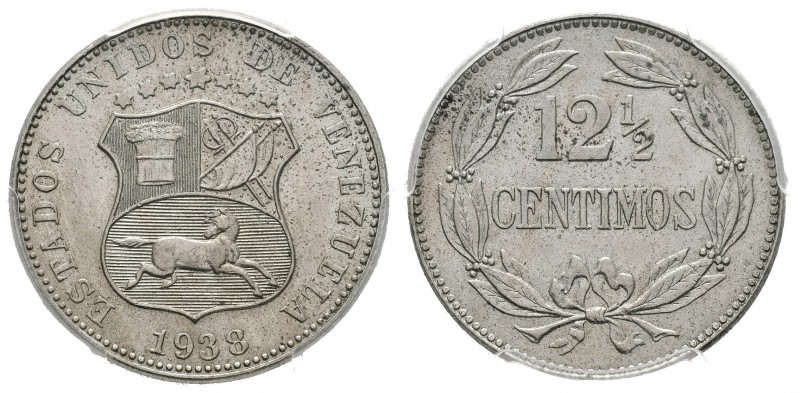 ESTADOS UNIDOS DE VENEZUELA. 12 1/2 Céntimos. (CuNi. 5,00g/23mm). 1938. (Km#Y28)...
