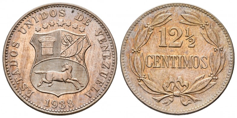 ESTADOS UNIDOS DE VENEZUELA. 12 1/2 Céntimos. (CuNi. 5,00g/23mm). 1938. Philadel...