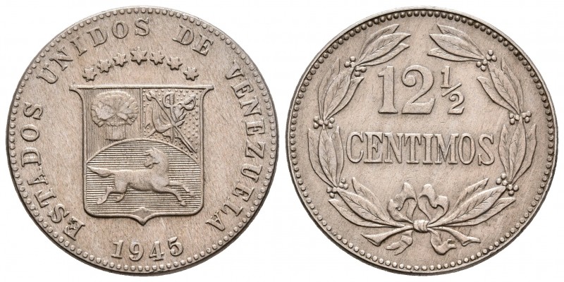 ESTADOS UNIDOS DE VENEZUELA. 12 1/5 Céntimos. (CuNi. 5,00g/23mm). 1945. Philadel...