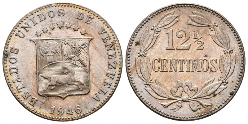 ESTADOS UNIDOS DE VENEZUELA. 12 1/2 Céntimos. (CuNi. 5,00g/23mm). 1946. Philadel...