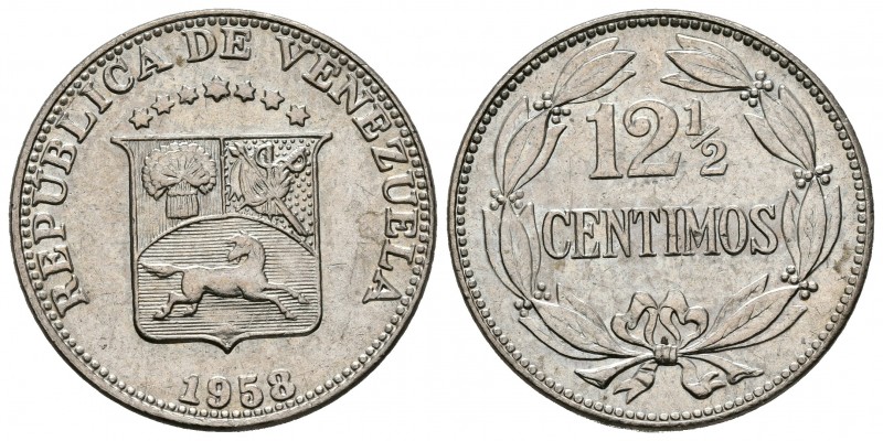 ESTADOS UNIDOS DE VENEZUELA. 12 1/2 Céntimos. (CuNi. 5,00g/23mm). 1958. Philadel...