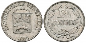 ESTADOS UNIDOS DE VENEZUELA. 12 1/2 Céntimos. (CuNi. 5,00g/23mm). 1958. Philadelphia. (Km#Y39). SC-.