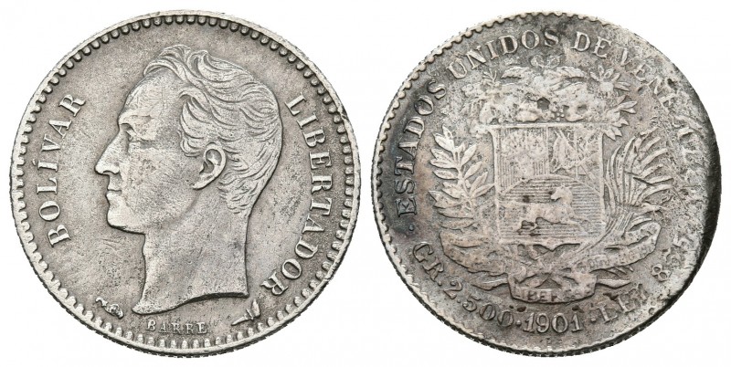ESTADOS UNIDOS DE VENEZUELA. 50 Céntimos. (Ar. 2,50g/18mm). 1901. París. (Km#Y21...