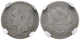 ESTADOS UNIDOS DE VENEZUELA. 1/2 Bolívar. (Ar. 2,50g/18mm). 1903. (Km#Y21). Encapsulado NGC VG-10.