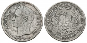ESTADOS UNIDOS DE VENEZUELA. 50 Céntimos. (Ar. 2,50g/18mm). 1903. Philadelphia. (Km#Y21). MBC.