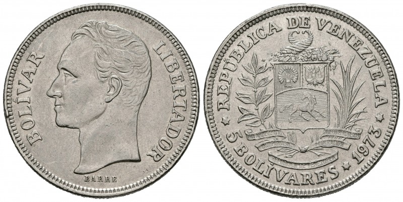 ESTADOS UNIDOS DE VENEZUELA. 5 Bolívares. (Ar. 15,01g/30mm). 1975. (Km#Y44). SC-...