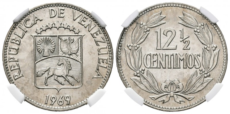 REPÚBLICA DE VENEZUELA. 12 1/2 Céntimos. (CuNi. 5,00g/23mm). 1969. Madrid. (Km#Y...