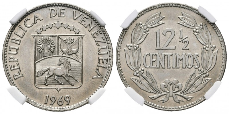 REPÚBLICA DE VENEZUELA. 12 1/2 Céntimos. (CuNi. 5,00g/23mm). 1969. Madrid. (Km#Y...