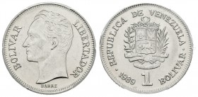 REPÚBLICA DE VENEZUELA. 1 Bolívar. (Ni. 4,20g/23mm). 1989. Werdohl, Alemania. (Km#Y52a.1). Encapsulado PCGS MS-63.
