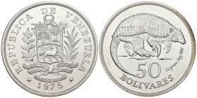 REPÚBLICA DE VENEZUELA. 50 Bolívares. (Ar. 35,40g/41mm). 1975. Londres. (Km#Y47). SC-.