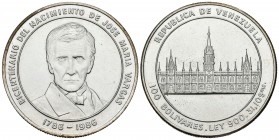 REPÚBLICA DE VENEZUELA. 100 Bolívares. 1986. (31,1g/34mm). KM-Y60. 200 Aniversario del nacimiento de José María Vargas. SC-.