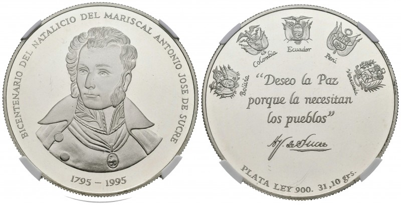 REPÚBLICA DE VENEZUELA. Medalla. 1995. (Ar. 31,10g/40mm). Con motivo de conmemor...