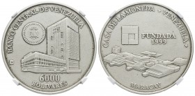 REPÚBLICA BOLIVARIANA DE VENEZUELA. 6000 Bolívares. (Ar. 28,00g/35mm). 1999. Casa de la Moneda de Venezuela. Maracay, fundada en 1999. (Km#Y86). Encap...