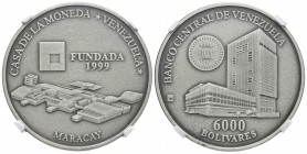 REPÚBLICA BOLIVARIANA DE VENEZUELA. 6000 Bolívares. 1999. (Ar. 28,00g/35mm). KM-Y86. Casa de la Moneda de Venezuela. Maracay. Fundada en 1999. Encapsu...