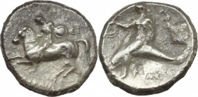 Southern Apulia, Tarentum. AR Nomos, 302-280 BC. Philokles magistrate (?)
