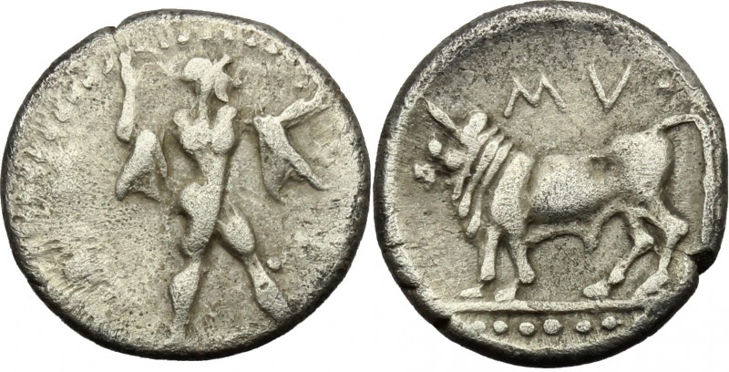 Greek Italy. Southern Lucania, Sybaris. AR Triobol, after c. 440 BC. D/ Poseidon...