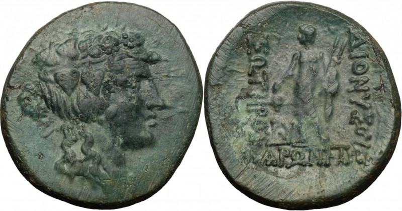 Continental Greece. Thrace, Maroneia. AE 27 mm, after 146 BC. D/ Wreathed head o...