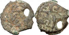 Judaea.  Pontius Pilate, Procurator (26-36 AD).. AE Prutah, in the name of Tiberius, Jerusalem mint