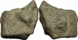 Aes Premonetale. Aes Signatum (?). Fragment of a larger cast bar, c. 4th century BC. Traces of uncertain design (oxen hoof ?)