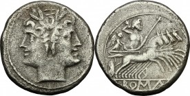 Anonymous. AR Quadrigatus, c. 225-214 BC, uncertain mint