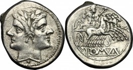 Anonymous. AR Quadrigatus, uncertain mint, c. 225-212 BC