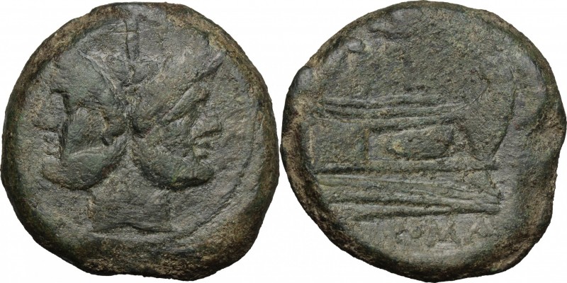 Sextantal series. AE As, after 211 BC. D/ Laureate head of Janus. R/ Prow right;...