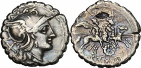Wheel series.. AR Denarius serratus, Sicily (?), c. 209-208 BC