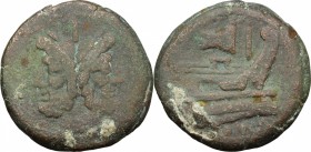 Rostrum tridens series.. AE As, c. 206-195 BC